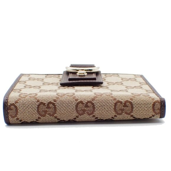 GUCCI Abbey GG Pattern Bifold Wallet Purse Canvas Leather Brown GHW 34YH606Pleas - Picture 6 of 14